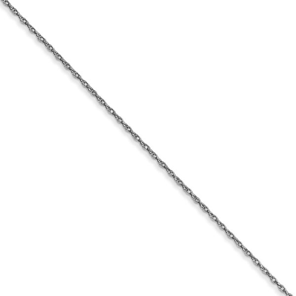 0.5mm, 10k White Gold, Cable Rope Chain Necklace, 16 Inch