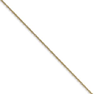 0.5mm, 10k Yellow Gold, Cable Rope Chain Necklace, 16 Inch