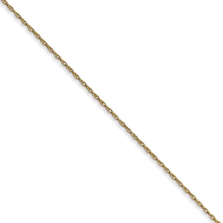 0.5mm, 10k Yellow Gold, Cable Rope Chain Necklace, 16 Inch