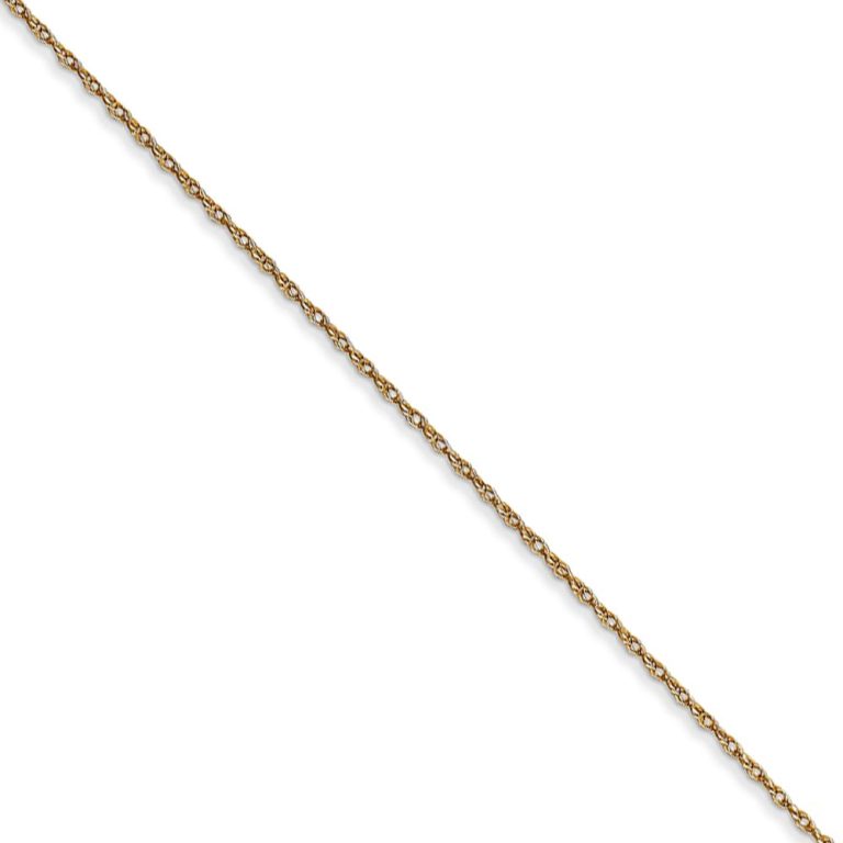 0.5mm, 14k Yellow Gold, Cable Rope Chain Necklace, 16 Inch