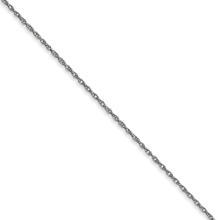 0.6mm, 14k White Gold, Cable Rope Chain Necklace, 16 Inch