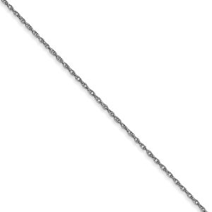 0.6mm, 14k White Gold, Cable Rope Chain Necklace, 18 Inch