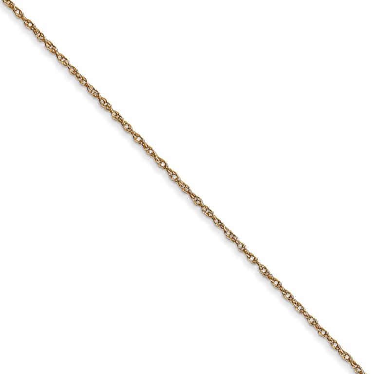 0.6mm, 14k Yellow Gold, Cable Rope Chain Necklace, 16 Inch