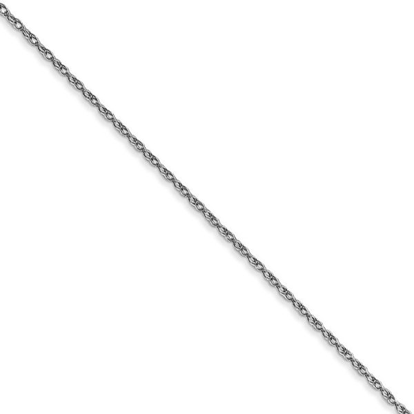 0.7mm 10k White Gold Solid Cable Rope Chain Necklace, 16 Inch