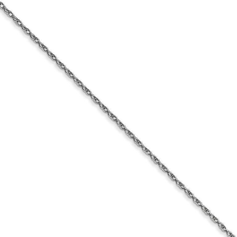 0.7mm 10k White Gold Solid Cable Rope Chain Necklace, 16 Inch