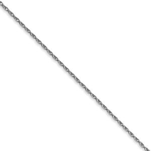 0.7mm 10k White Gold Solid Cable Rope Chain Necklace, 20 Inch