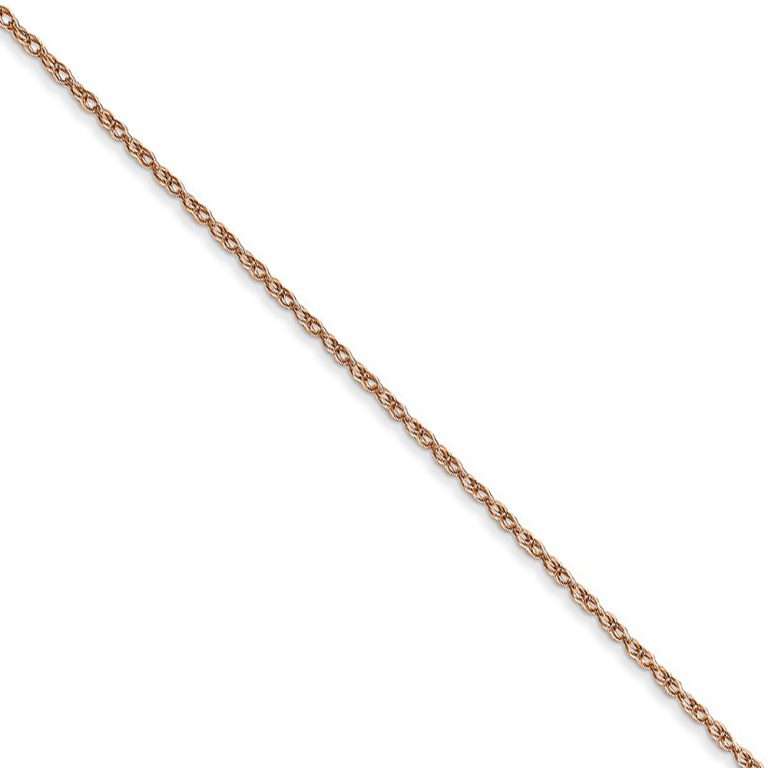 0.7mm, 14k Rose Gold, Cable Rope Chain Necklace, 16 Inch