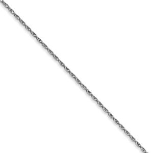 0.7mm, 14k White Gold, Cable Rope Chain Necklace, 18 Inch