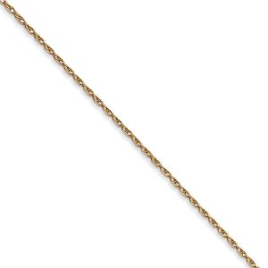 0.7mm, 14k Yellow Gold, Cable Rope Chain Necklace, 18 Inch