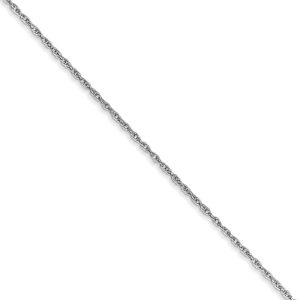 0.8mm, 10k White Gold, Baby Rope Chain Necklace, 16 Inch