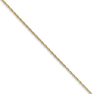 0.8mm, 10k Yellow Gold, Baby Rope Chain Necklace, 16 Inch