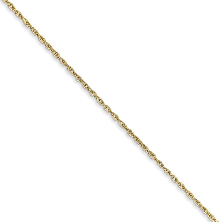 0.8mm, 10k Yellow Gold, Baby Rope Chain Necklace, 16 Inch