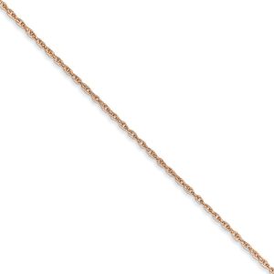 0.8mm 14k Rose Gold Solid Baby Rope Chain Necklace, 18 Inch