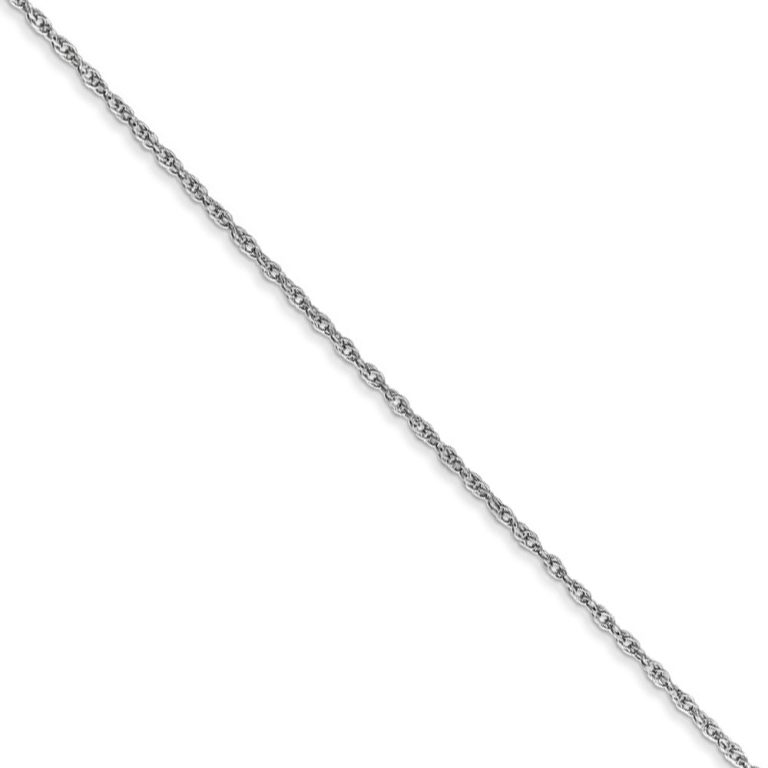 0.8mm, 14k White Gold, Baby Rope Chain Necklace, 16 Inch