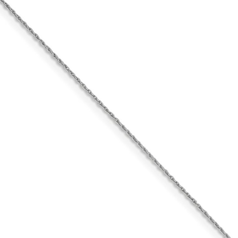 0.8mm 14k White Gold Loose Rope Chain Necklace, 16 Inch