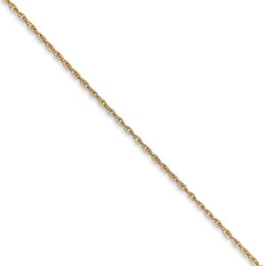 0.8mm, 14k Yellow Gold, Baby Rope Chain Necklace, 20 Inch