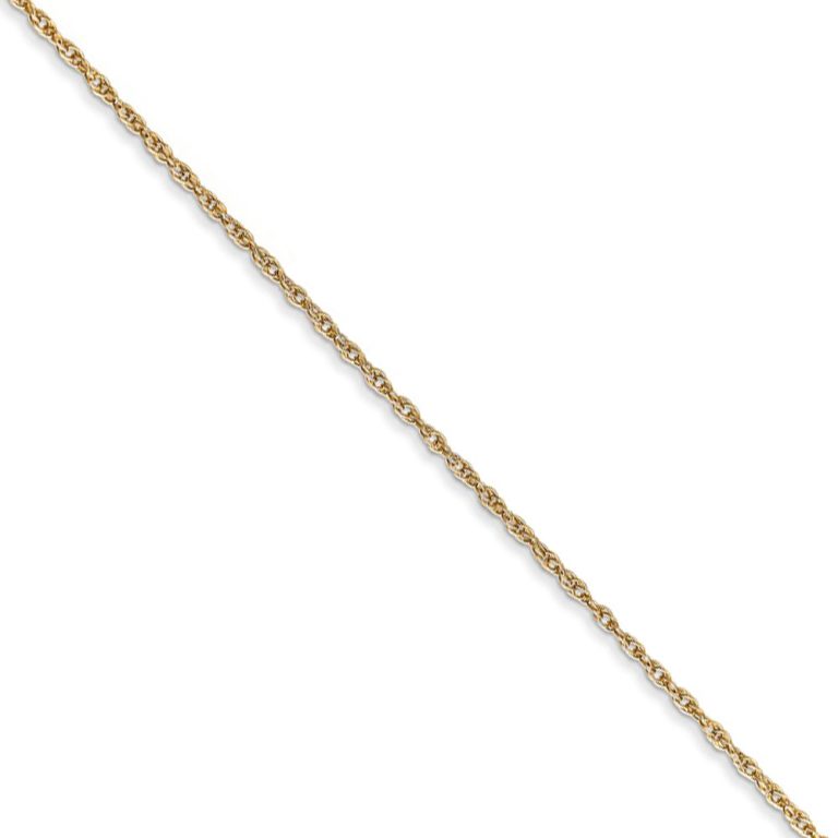 0.8mm, 14k Yellow Gold, Baby Rope Chain Necklace, 30 Inch