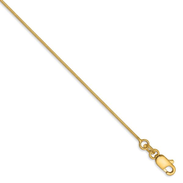 0.8mm, 14k Yellow Gold, Octagonal Snake Chain Anklet or Bracelet-10 In