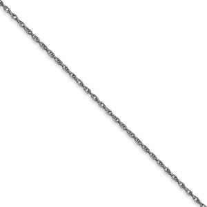 0.95mm 10k White Gold Solid Cable Rope Chain Necklace, 16 Inch