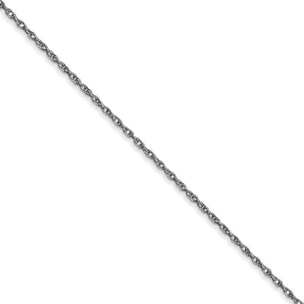 0.95mm 10k White Gold Solid Cable Rope Chain Necklace, 20 Inch