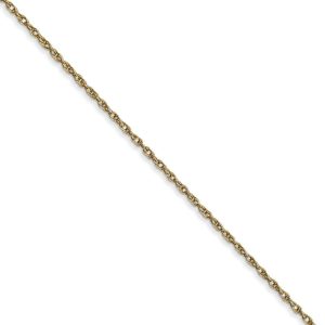 0.95mm, 10k Yellow Gold, Cable Rope Chain Necklace, 16 Inch