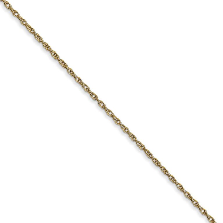 0.95mm, 10k Yellow Gold, Cable Rope Chain Necklace, 16 Inch