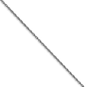 0.95mm, 14k White Gold, Cable Rope Chain Necklace, 16 Inch