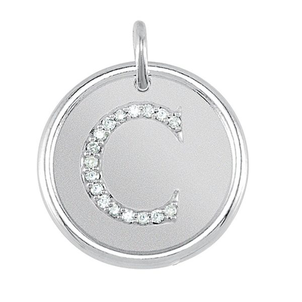 .08 Ctw G-H, I1 Diamond Initial 17mm 14k White Gold Pendant Letter C