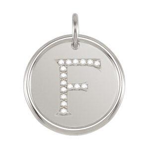 .08 Ctw G-H, I1 Diamond Initial 17mm 14k White Gold Pendant Letter F