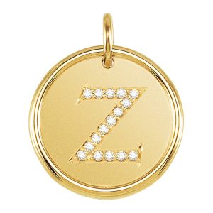 .08 Ctw G-H, I1 Diamond Initial 17mm 14k Yellow Gold Pendant Letter Z