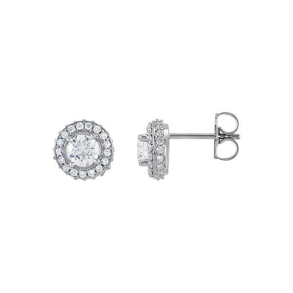 1 Cttw Diamond Entourage 8mm Post Earrings in 14k White Gold