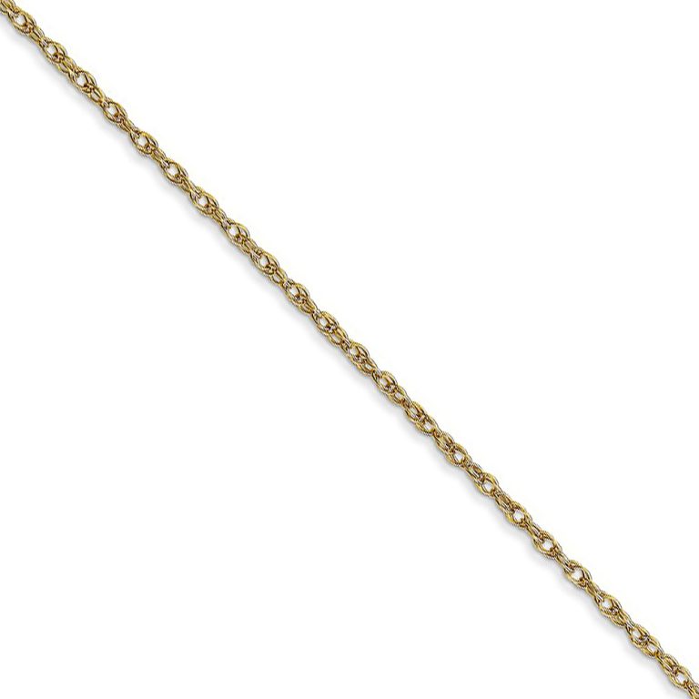 1.15mm 10k Yellow Gold Solid Cable Rope Chain Necklace, 16 Inch