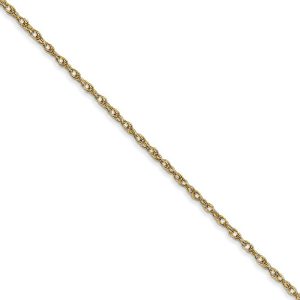 1.15mm 10k Yellow Gold Solid Cable Rope Chain Necklace, 18 Inch