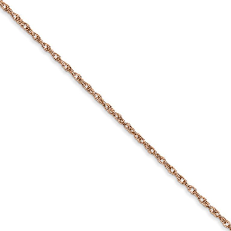 1.15mm, 14k Rose Gold, Cable Rope Chain Necklace, 20 Inch