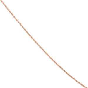 1.15mm 14k Rose Gold Solid Cable Rope Chain Necklace, 24 Inch