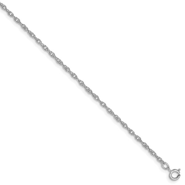 1.15mm, 14k White Gold, Cable Rope Chain Necklace, 24 Inch