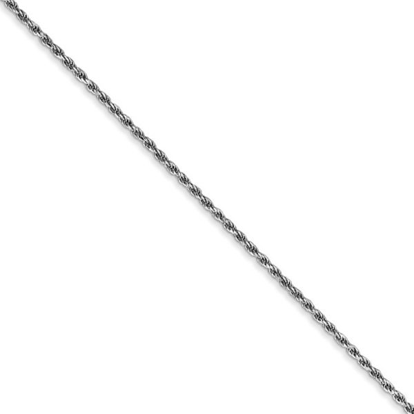 1.15mm, 14k White Gold, Diamond Cut Rope Chain Necklace, 18 Inch