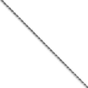 1.15mm, 14k White Gold, Diamond Cut Rope Chain Necklace, 20 Inch