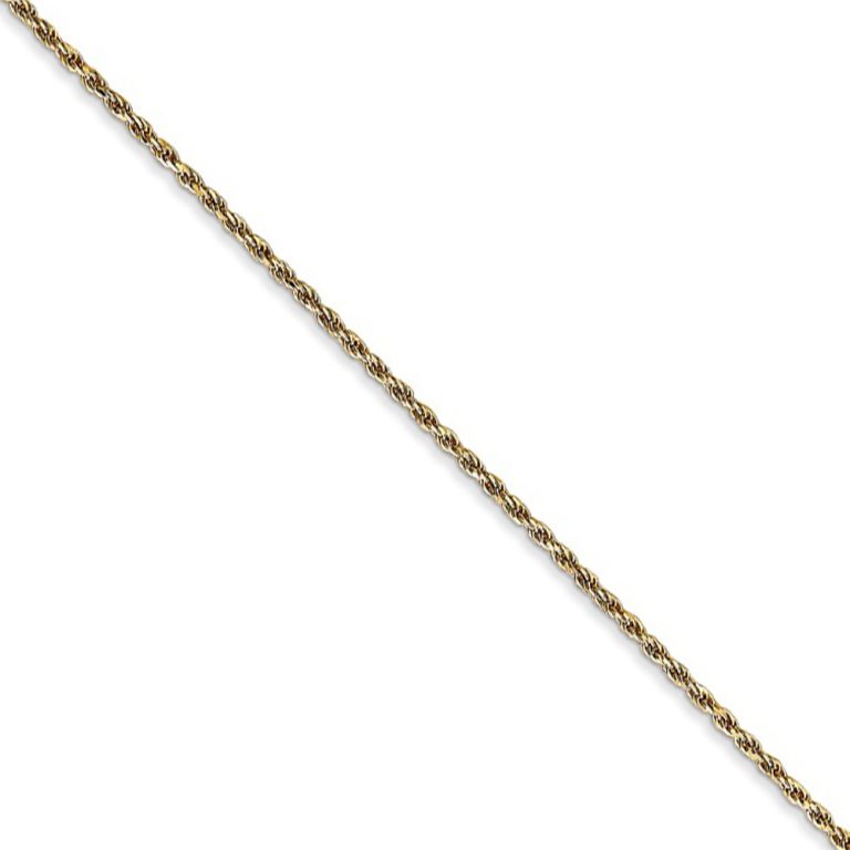 1.15mm, 14k Yellow Gold, Diamond Cut Rope Chain Necklace, 16 Inch