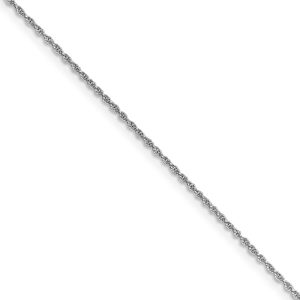 1.1mm, 14K White Gold, Solid Baby Rope Chain Necklace, 18 Inch