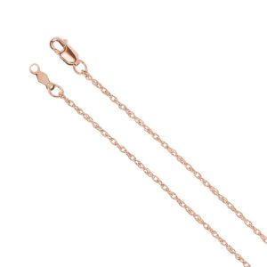 1.25mm 14k Rose Gold Solid Loose Rope Chain Necklace, 24 Inch