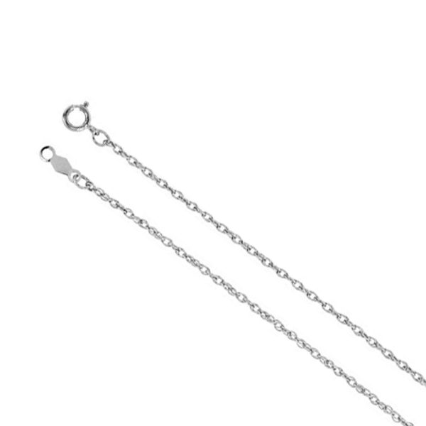 1.25mm, 14k White Gold Solid Loose Rope Chain Necklace, 16 Inch