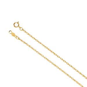 1.25mm, 14k Yellow Gold Solid Loose Rope Chain Necklace, 20 Inch