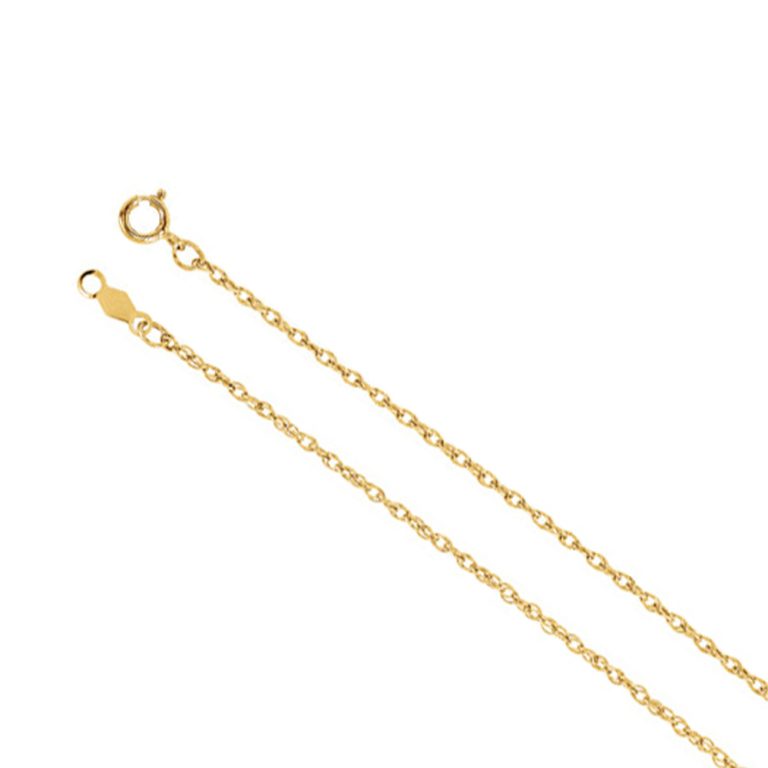 1.25mm, 14k Yellow Gold Solid Loose Rope Chain Necklace, 20 Inch