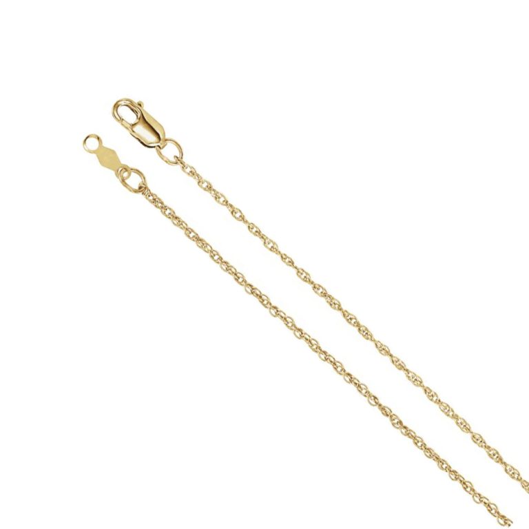 1.25mm 18k Yellow Gold Solid Loose Rope Chain Necklace, 16 Inch