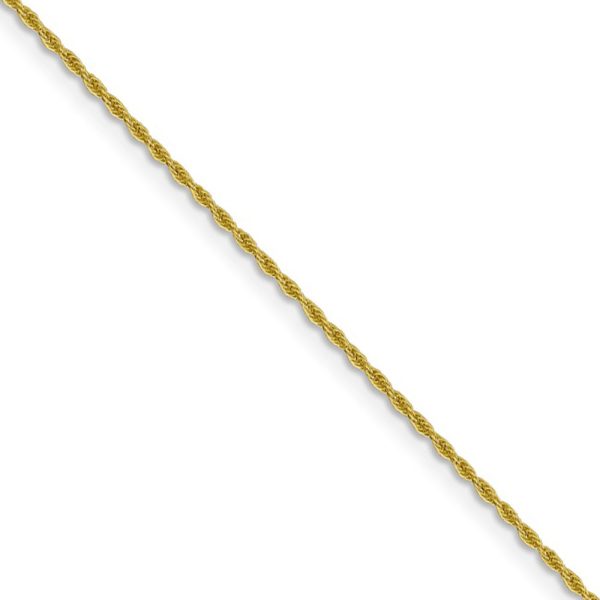 1.2mm 10k Yellow Gold Diamond Cut Loose Rope Chain Necklace, 16 Inch