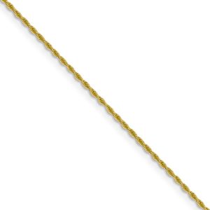 1.2mm 10k Yellow Gold Diamond Cut Loose Rope Chain Necklace, 18 Inch