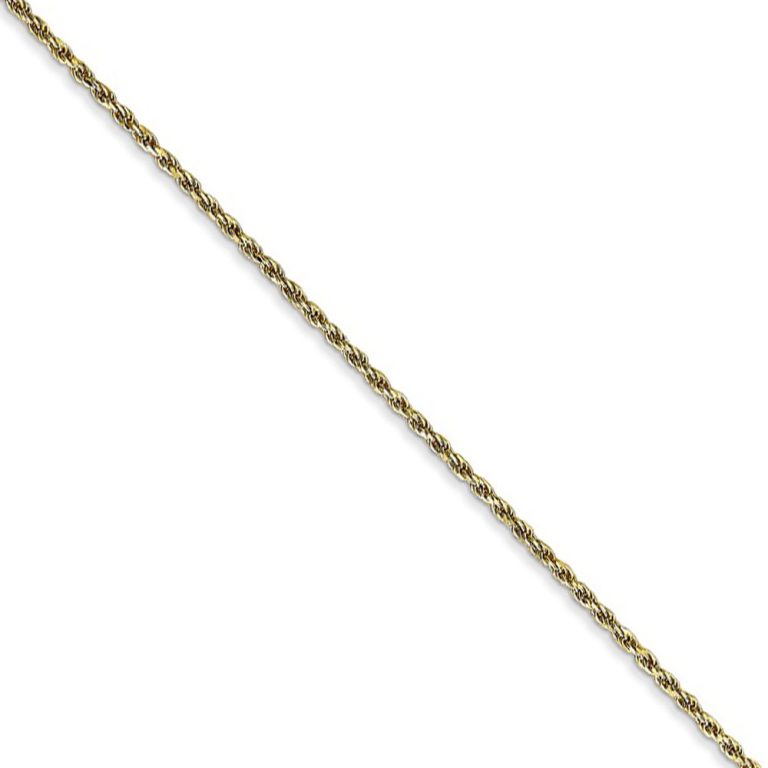 1.2mm 10k Yellow Gold Diamond Cut Solid Rope Chain Necklace, 16 Inch