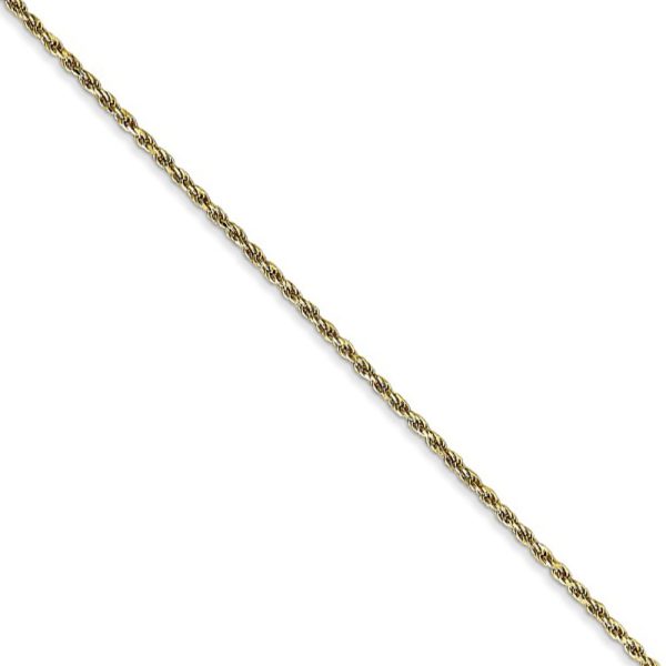 1.2mm 10k Yellow Gold Diamond Cut Solid Rope Chain Necklace, 22 Inch