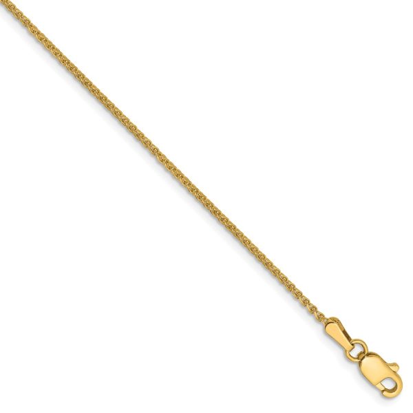 1.2mm 14k Yellow Gold, Solid D/C Spiga Chain Bracelet, 6 Inch